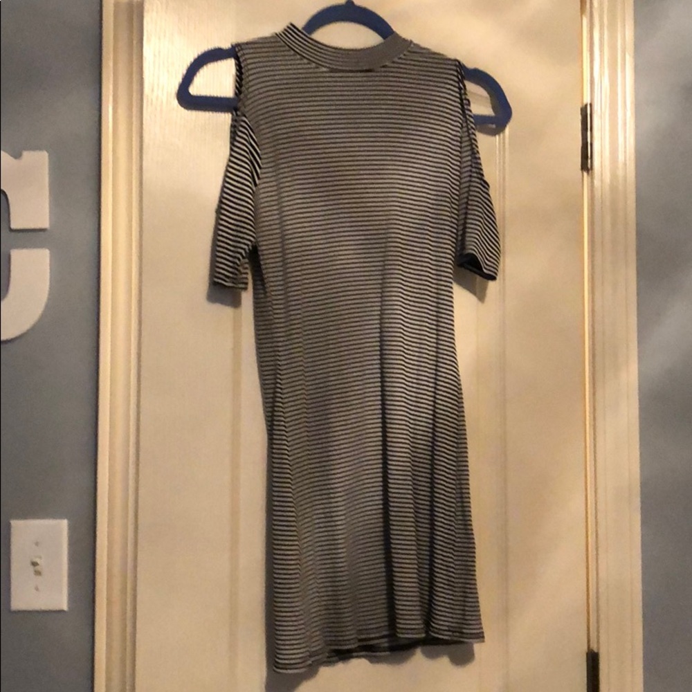 Cold Shoulder Striped Body-Con Dress